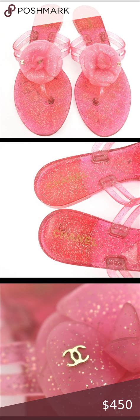 chanel logo flat sandals